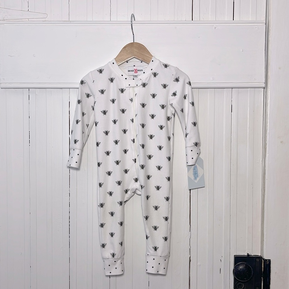 SMOCKED SWEETS Extremely Soft Adorable Bumble Bee Zip Up Pajamas